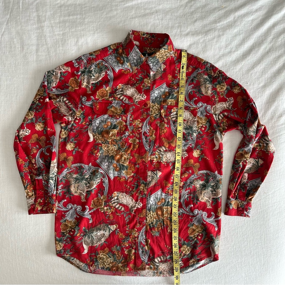 Vintage Baroque Raccoon Butterfly Partridge Blouse Hunt Club Medium - Picture 7 of 11